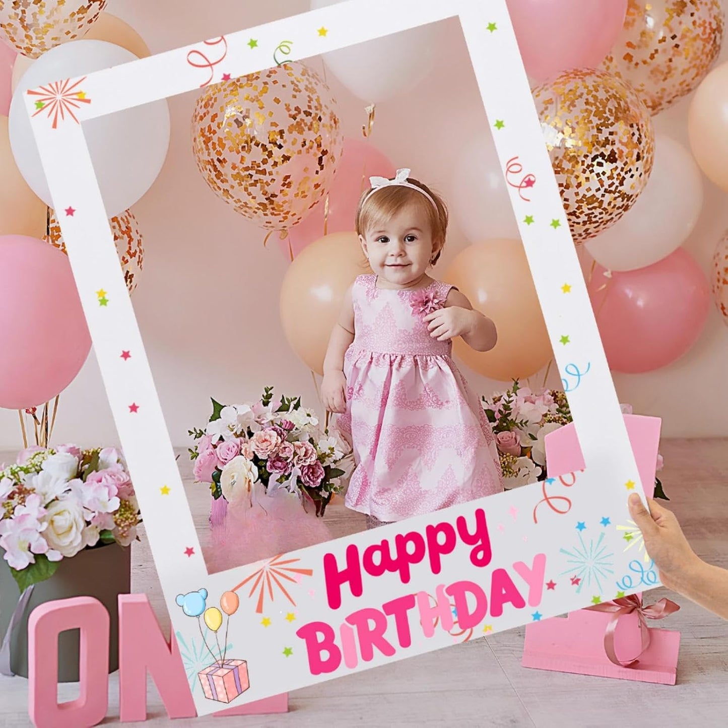 32 x 24 Inch Photo Booth Selfie Frame Prop Booth for Birthday Event Parties Large Blank DIY Cutout Props for Funny Decoration Christmas, Holiday Supplies