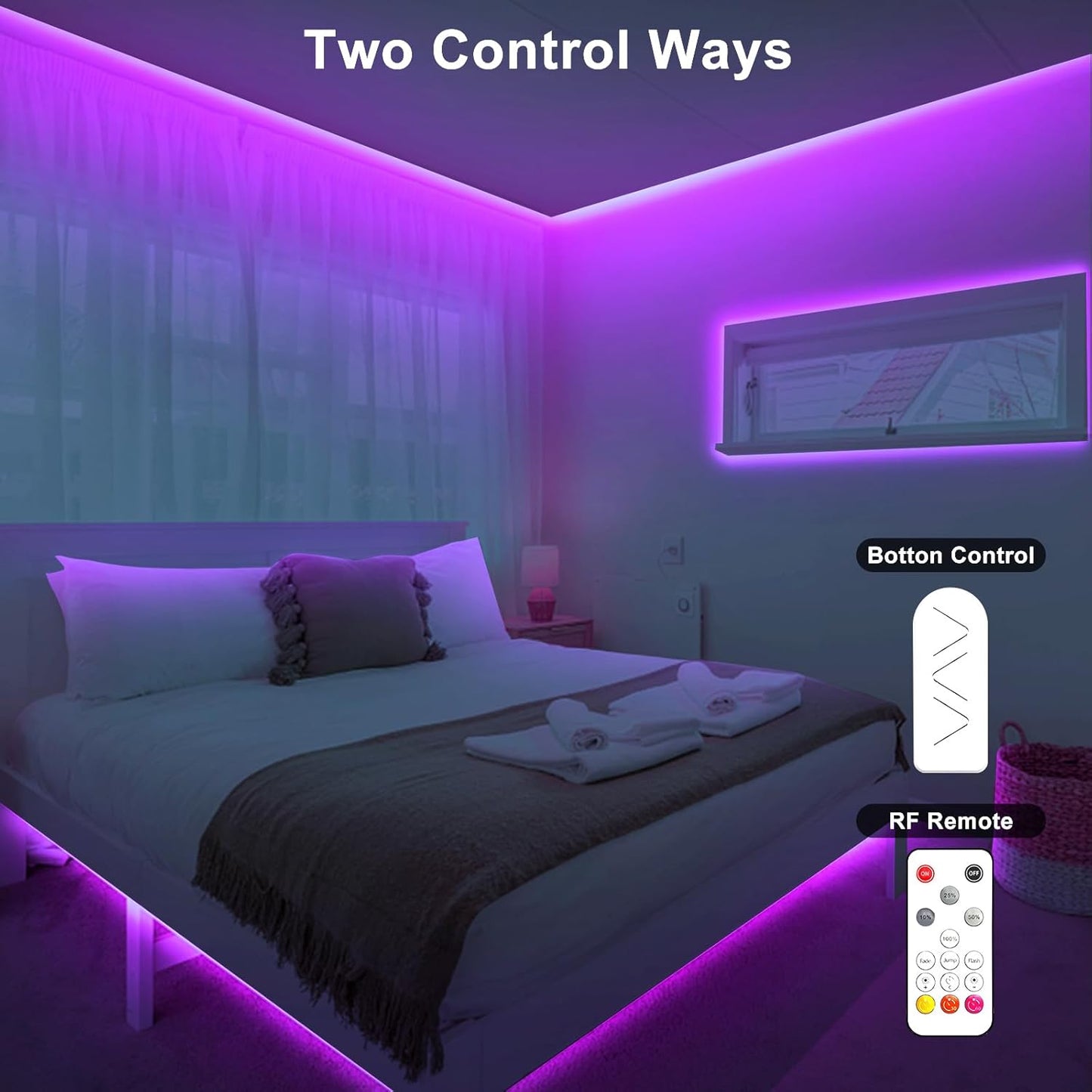 16.4ft Purple COB Led Strip Lights with Remote, Dimmable Bright Dotless Adhesive Indoor Led COB Light Strip for Cabinet, Painting, Room, Bed