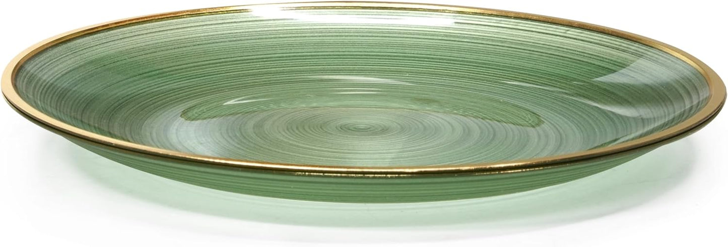 " OCCASIONS " 100 Plates Pack,(50 Guests) Premium Wedding Party Disposable Plastic Plates Set -50 x 10'' Dinner + 50 x 7'' Salad/Dessert (Belize in Green & Gold)
