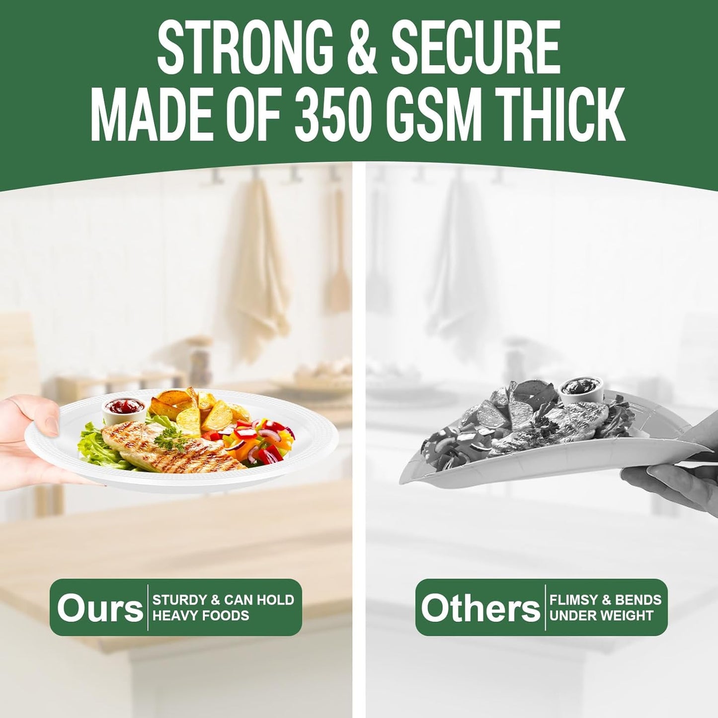 50 White Plastic Plates For Party, Includes 25-9" & 25-7" Cake Dessert Plastic Dinner Plates Disposable For Party Supplies