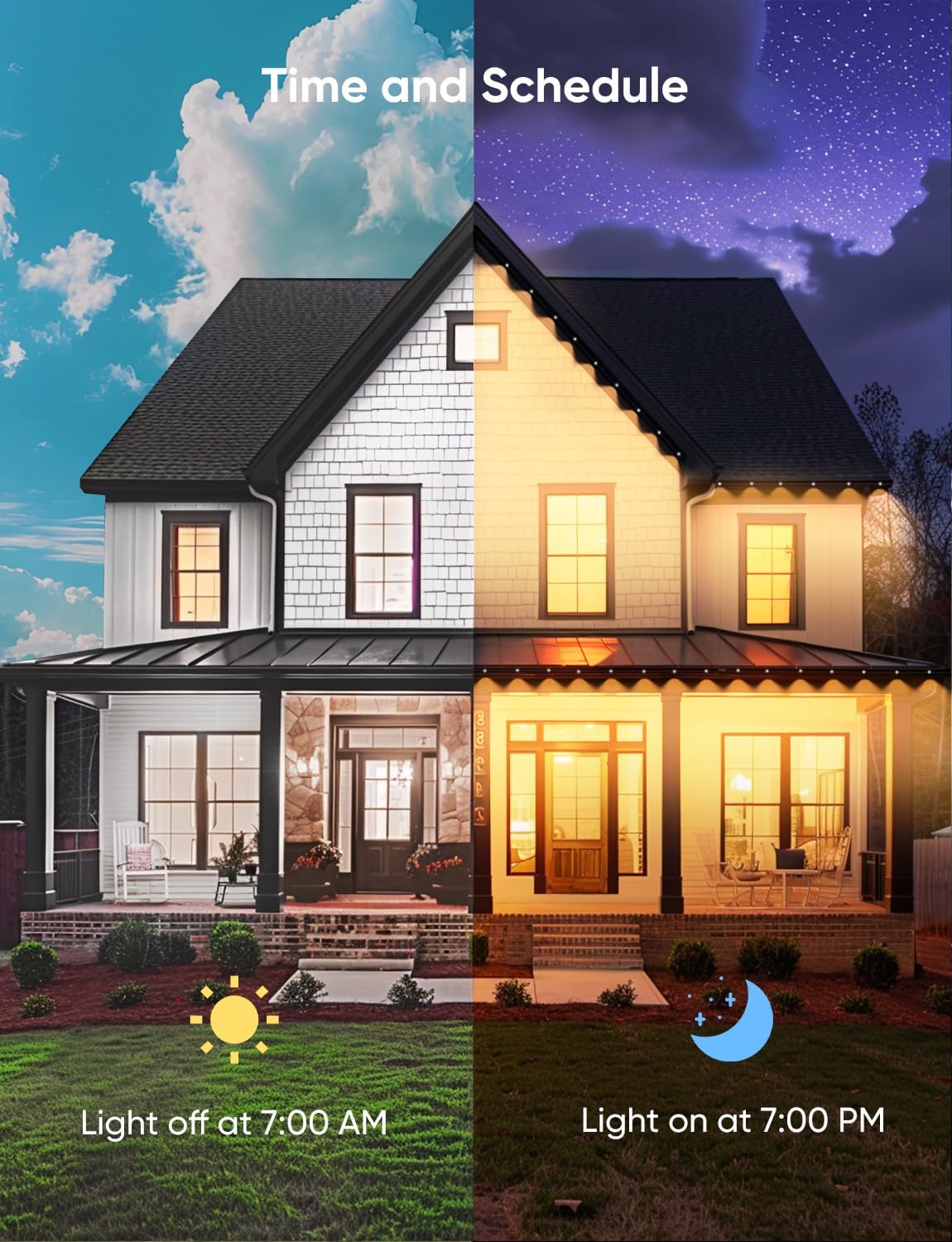 Permanent Outdoor Lights 150ft,RGBW Eaves Light with 108 LED Lights,111+ Scenes Modes Outdoor Lighting, Waterproof Permanent Light for Daily Holiday Halloween Decorations, Compatible with Alexa,White