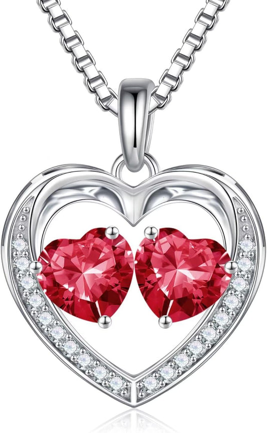 Iefil Christmas Gifts for Wife - 925 Sterling Silver Birthstone Necklace, Anniversary Birthday Gifts for Women, Stocking Stuffers for Women Wife Mom Daughter