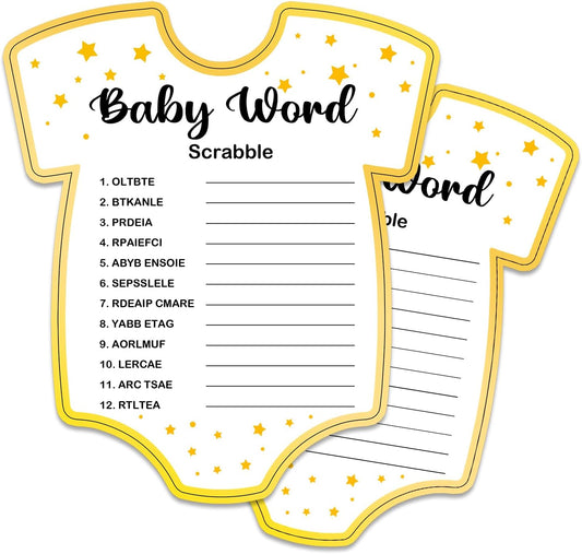 Baby Shower Games, Baby Word Scrabble Game Cards, Fun Baby Shower Party Games Supplies & Activities, Gender Reveal Games For Guests, Baby Shower Ideas, Set of 30 Cards