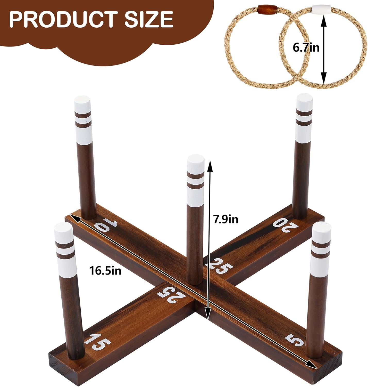 Ring Toss Game, Outdoor Games for Family and Adults with 6/10 Rope Rings & Carrying Bag, Backyard Games, Beach Toys, Lawn Games