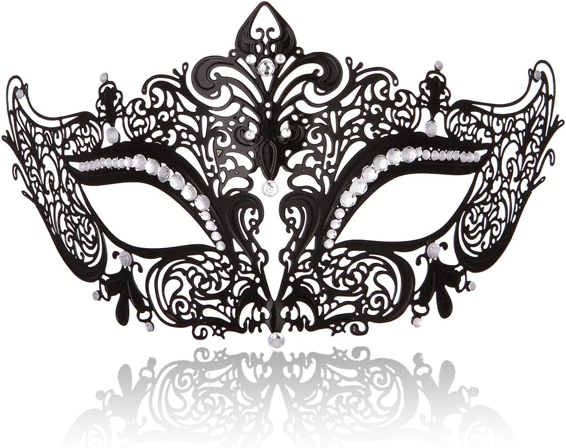 MYMENU Masquerade Mask for Women Shiny Rhinestone Metal Mask Venetian Mask for Party Prom Ball