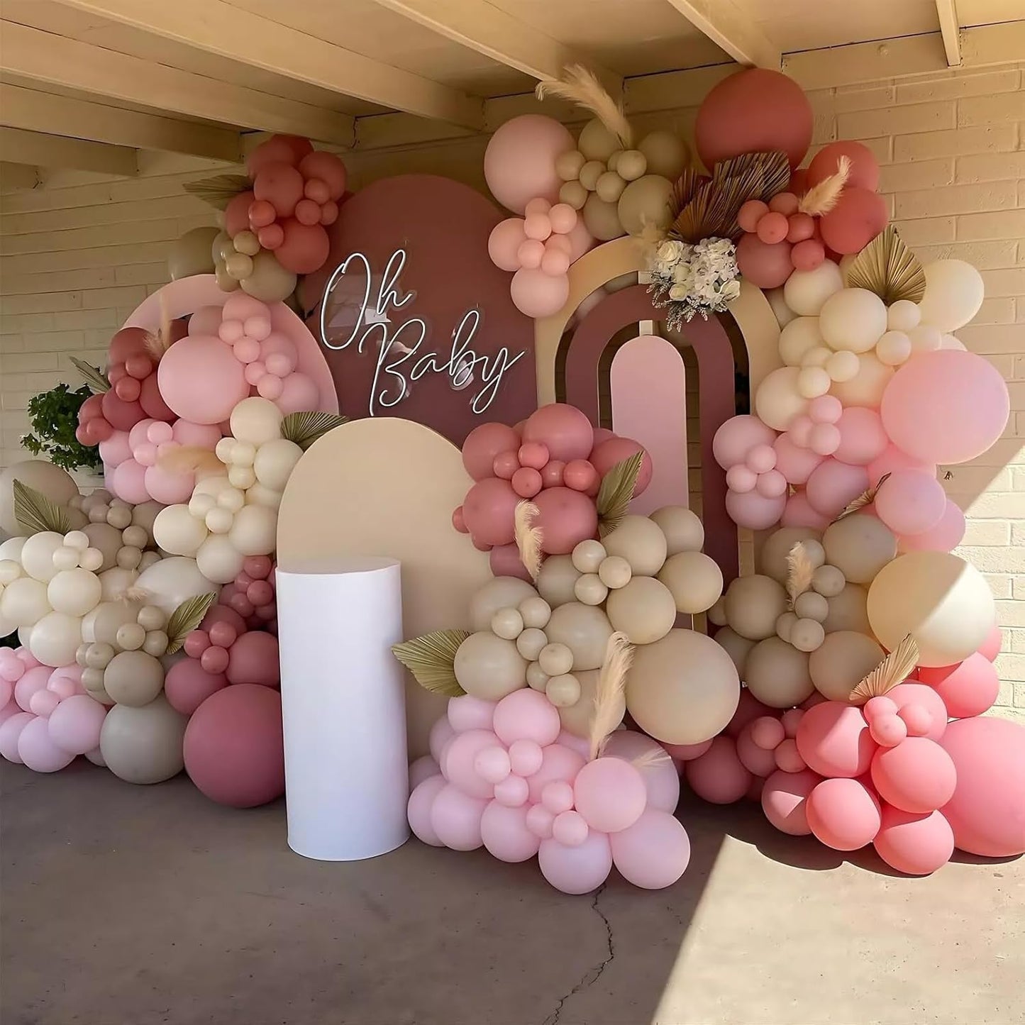 Dusty Pink Balloon Arch Kit, Rose Gold Balloon Arch Kit with 18/12/10/5 inch Dusty Pink Pastel Pink Rose Gold ivory White Latex Balloon for Birthday Baby Shower Wedding Boho Bridal Party Decorations