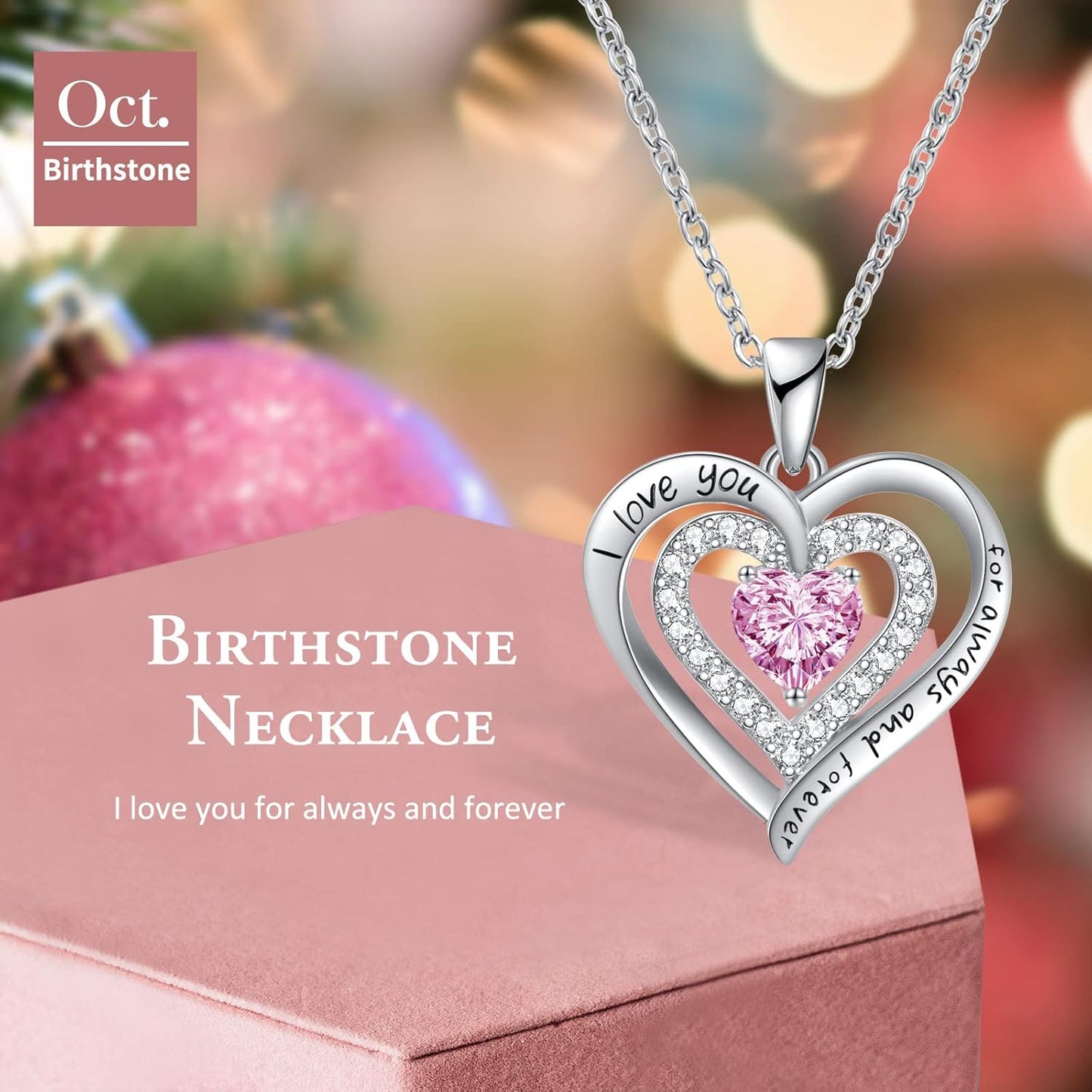 REDBEE Necklaces for Women Birthstone Heart Necklace Jewelry for Wife Girlfriend Woman Necklace