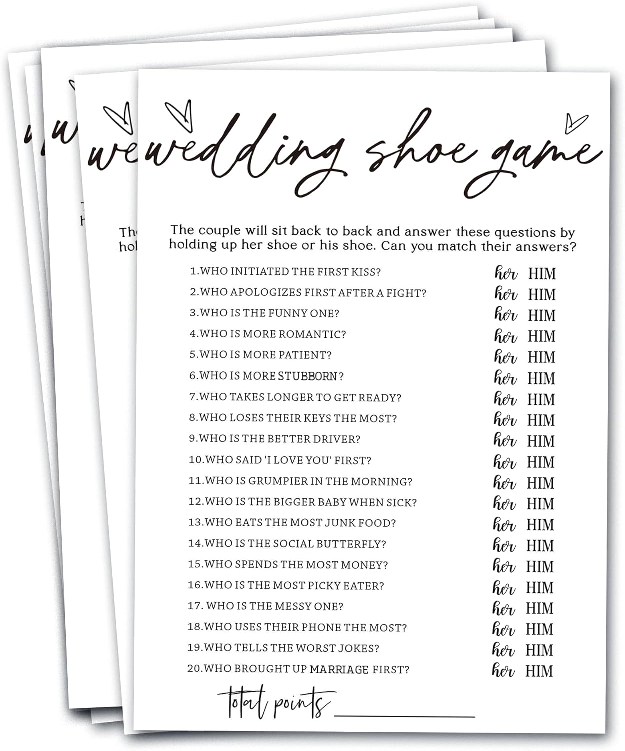 Bridal Shower Games 25 Guests, Engagement Party Wedding Games for Guests, Minimalist White Wedding Party Supplies - A04-2