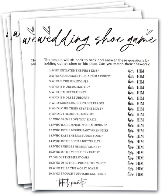 Bridal Shower Games 25 Guests, Engagement Party Wedding Games for Guests, Minimalist White Wedding Party Supplies - A04-2