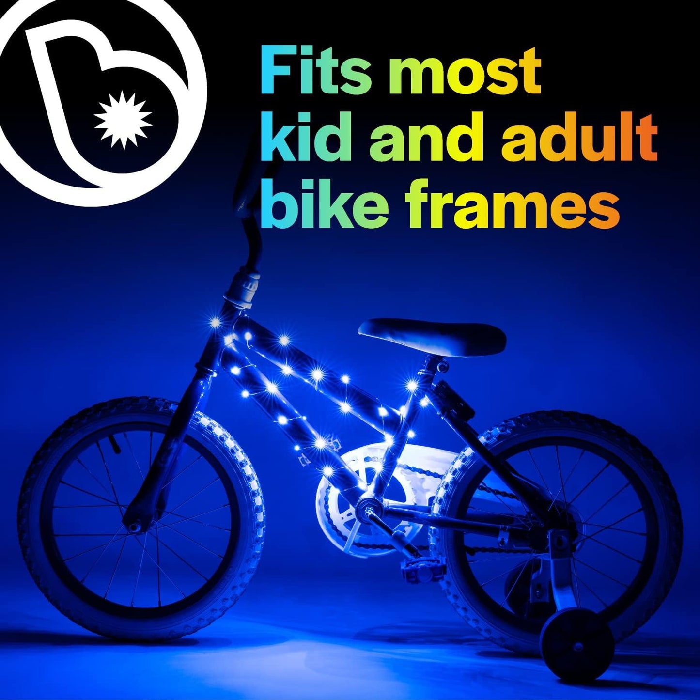 Brightz CosmicBrightz LED Bike Frame Rope Light - 6.5-Foot String Rope - Battery-Powered with On/Off Switch - Ultra Bright Color Keeps Your Ride Fun and Safe for Kids, Teens, & Adults