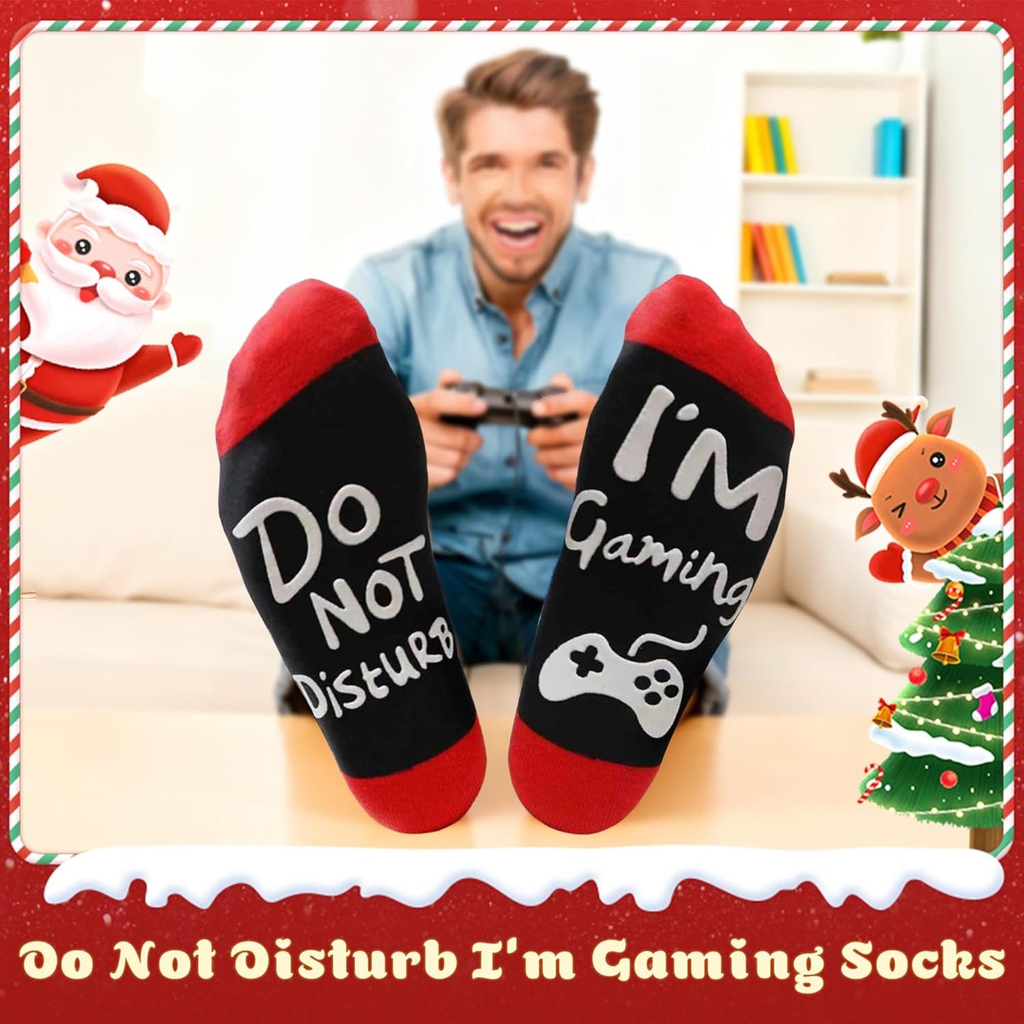 Funny Christmas Valentines Gifts Stocking Stuffers for Teen Kids Men Women Do Not Disturb I'm Gaming Socks Gamer Socks