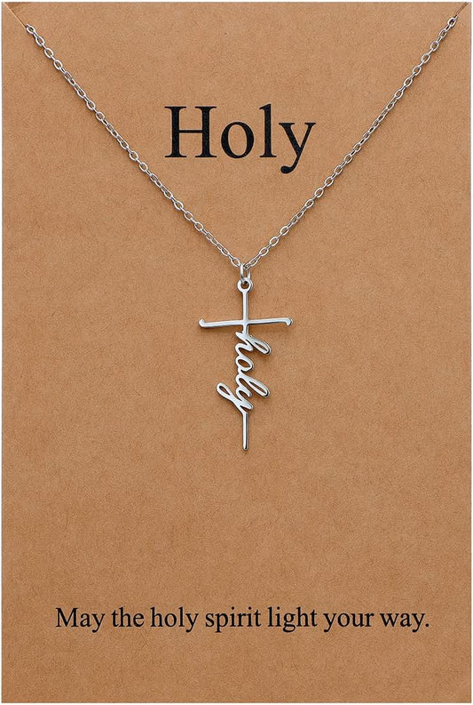Lcherry Faith Cross Pendant Necklace for Women Religious Christian Jewelry Mother's Day Gifts for Women