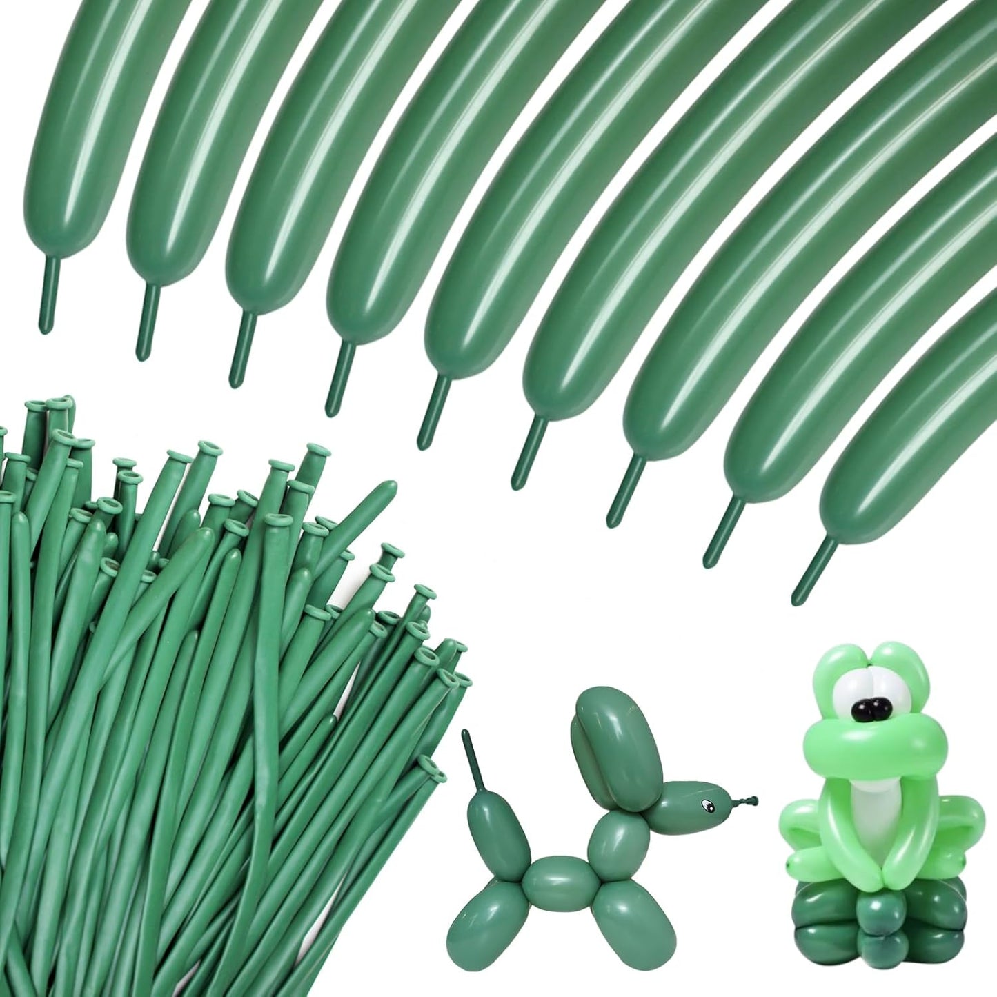 100pcs Sage Green 260 Balloons, Thickening Latex Green 260q Balloon for Animal Model, Long Twisting Balloons for Halloween Xmas Presents, Animal Shape, Birthdays Clowns. (Sage Green)