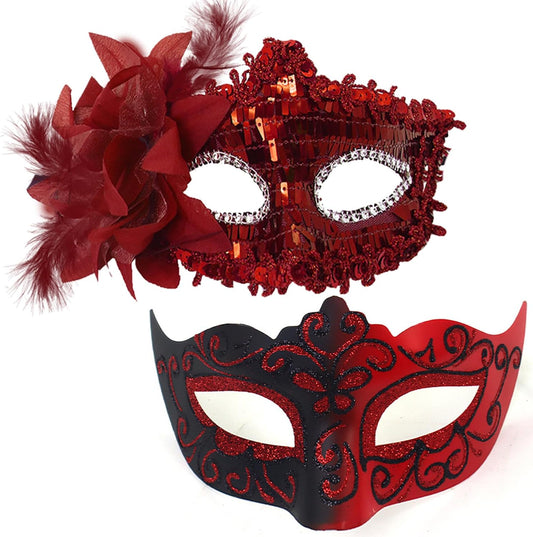 MYMENU Masquerade Mask for Women Couple Masquerade Mask for Men Shiny Venetian Mask Halloween Mask for Party Prom