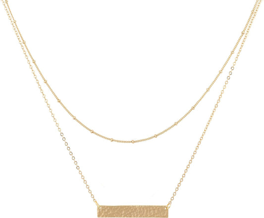 MEVECCO Layered Heart Necklace Pendant Handmade 18k Gold Plated Dainty Gold Choker Arrow Bar Layering Long Necklace for Women