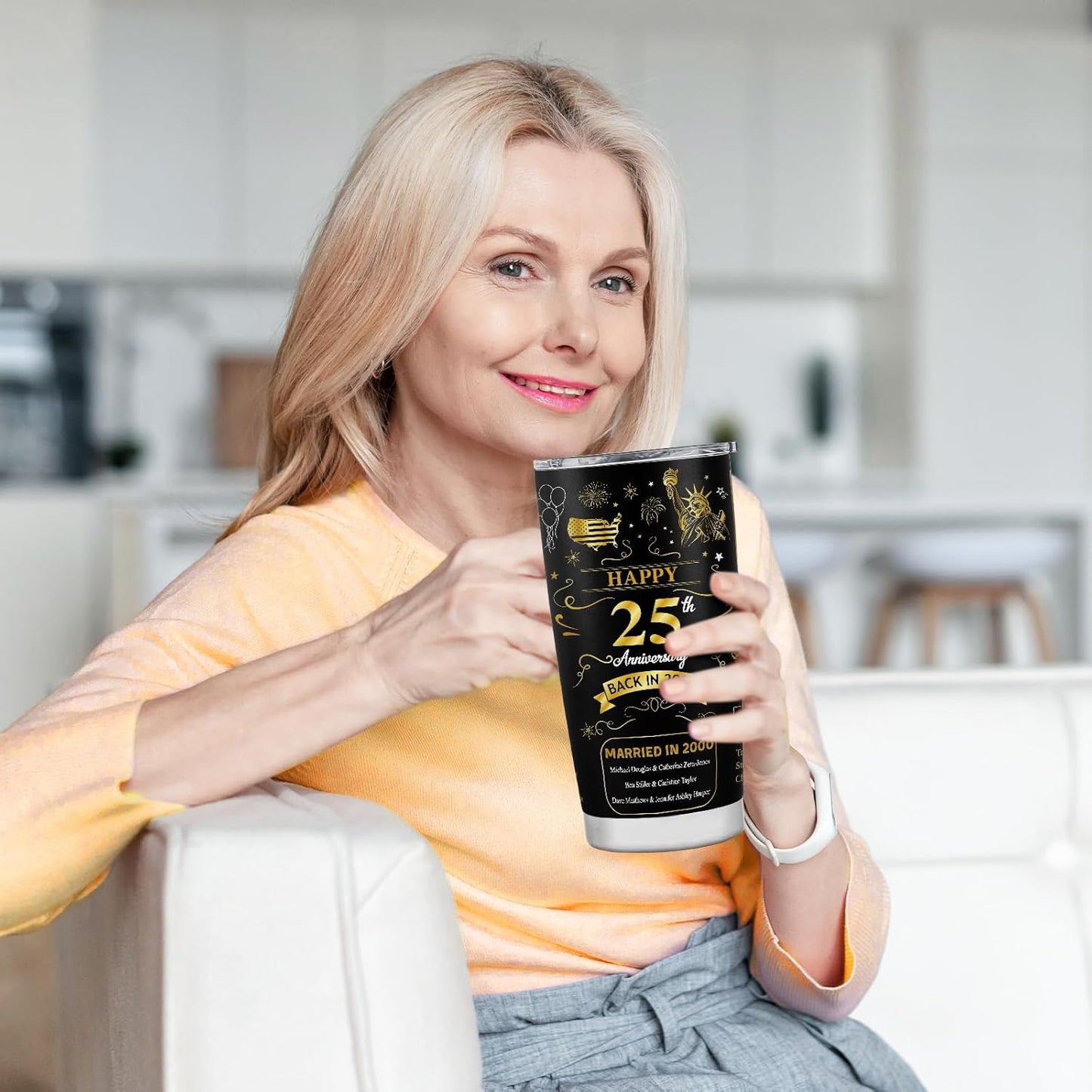 Happy 25th Anniversary Wedding Gifts for Men Women 25th Anniversary Tumbler 25 Years Wedding Gifts for Couple Wife Husband Back in 2000 Stainless Steel Vacuum Insulated Tumbler 20 oz