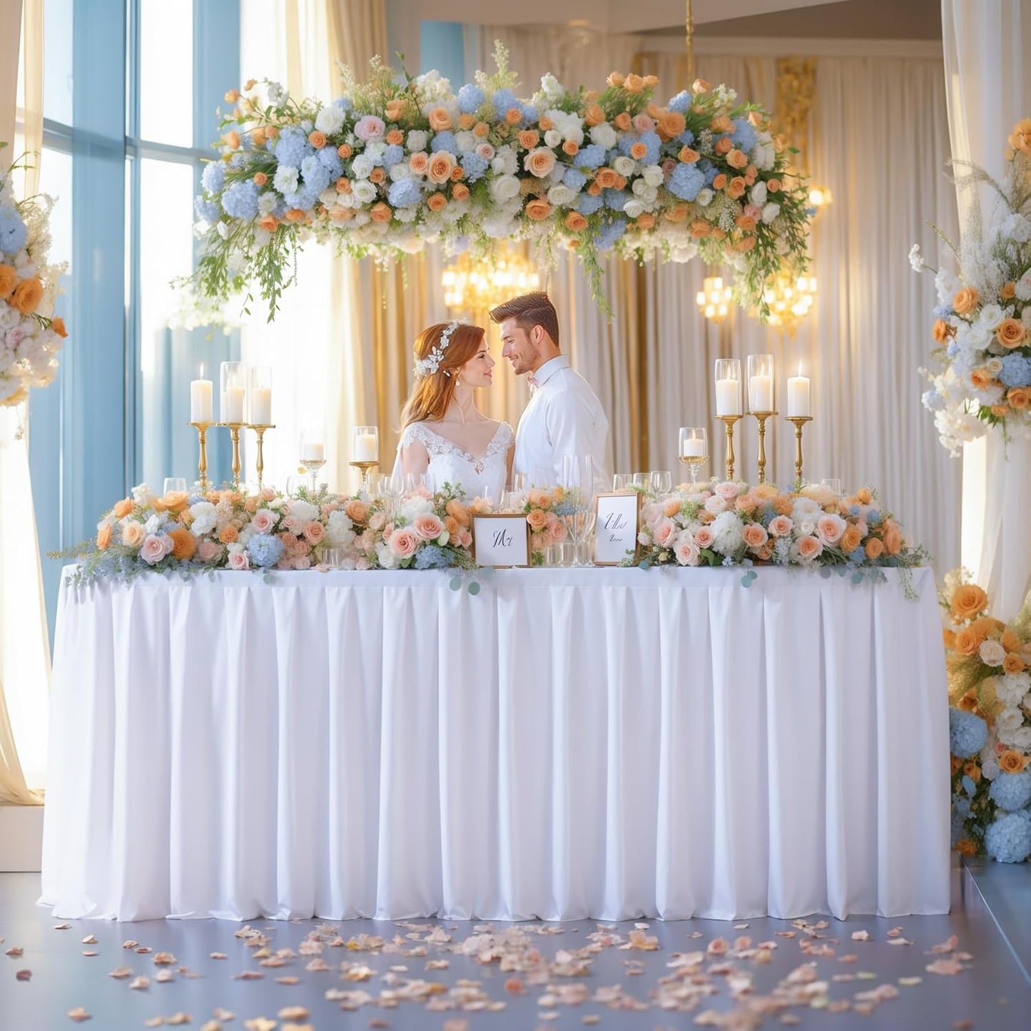 8 Pack White Rectangle Tablecloth 6 FT Stretch Spandex Fitted Table Cloth for 6 Foot Rectangle Tables Banquet Tablecloths Wrinkle Free Table Cover Stitch Ruffle Table Skirt for Party Wedding Birthday