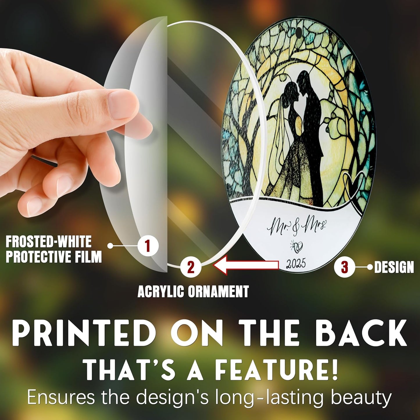 Joycuff Wedding Gifts, Mr & Mrs Ornament 2025, Bridal Shower Gifts, Just Married Gift for Newlywed Couple, Bride, Acrylic Ornament