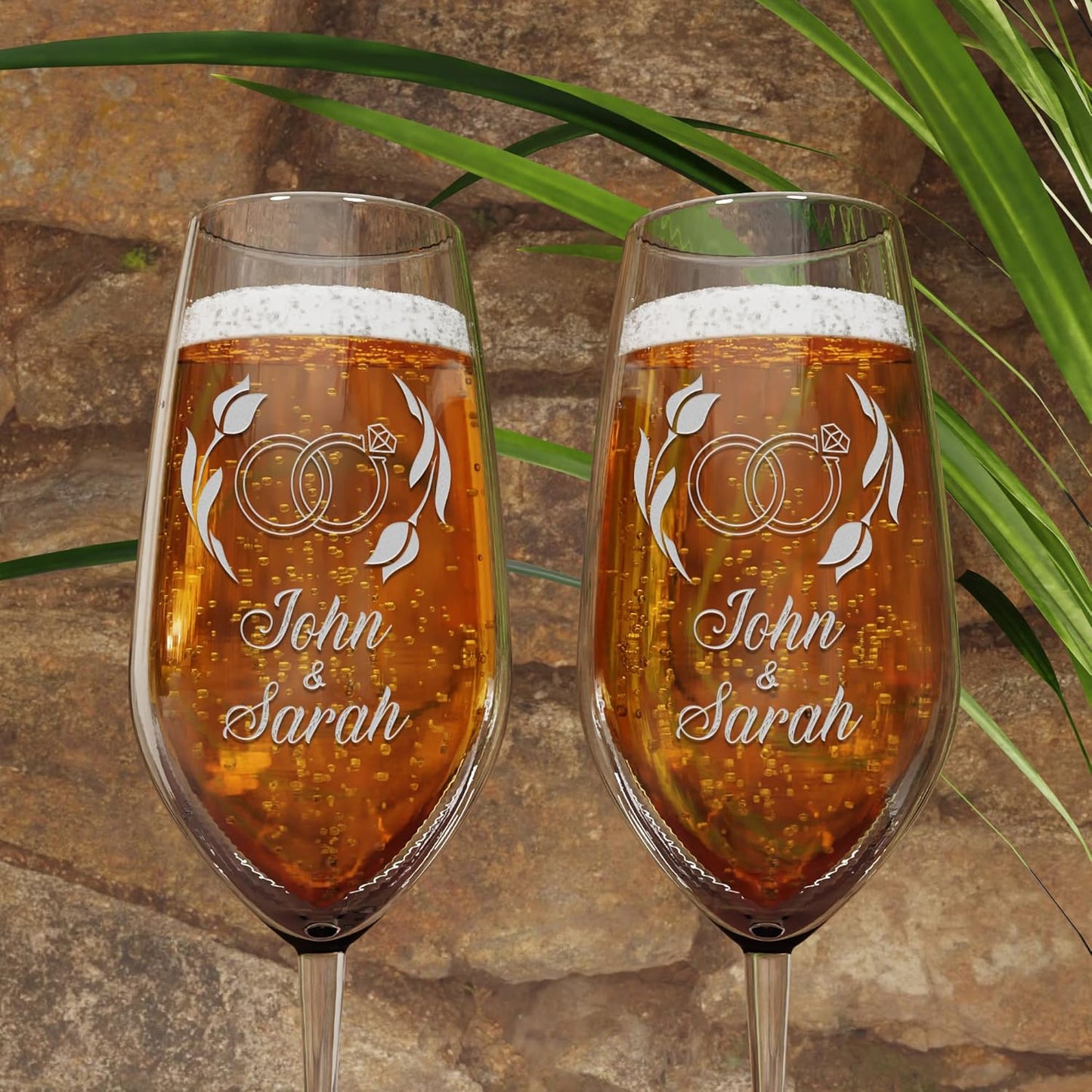 Personalized Champagne Flutes - Set of 2 - Custom Wedding Glasses - Bride & Groom Wedding Gifts for Mr & Mrs - Engagement, Bridal Shower, Anniversary, Gift for Couple - Valentines Day Gift - 6 Designs