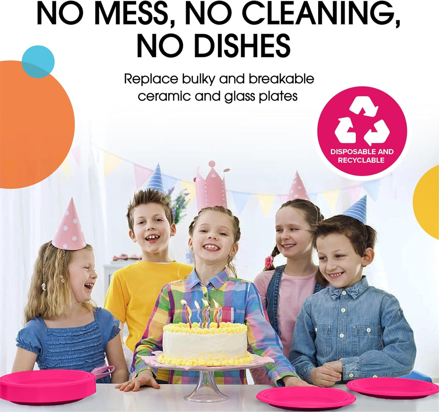 Exquisite Party Solids Cerise Plastic Plates For Party 10" Cerise Disposable Plates Heavy Duty 100 Pcs Plastic Dinnerware Sets Heavy Duty 350 GSM Disposable Dinnerware Set