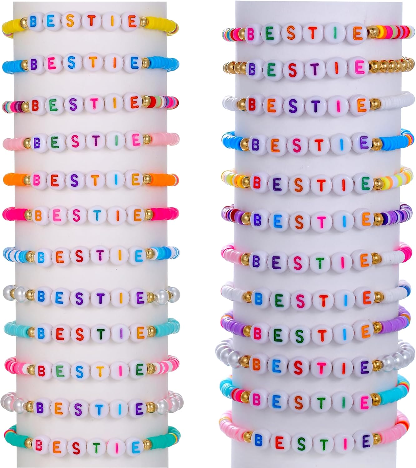 Heishi Surfer Clay Bead Bracelets Set for Women - Preppy Smile Evil Eye Beaded Stretch Bracelets Elastic Layering Friendship Bracelets- Stackable Boho Disc Summer Jewelry Set