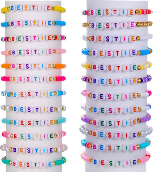 Heishi Surfer Clay Bead Bracelets Set for Women - Preppy Smile Evil Eye Beaded Stretch Bracelets Elastic Layering Friendship Bracelets- Stackable Boho Disc Summer Jewelry Set