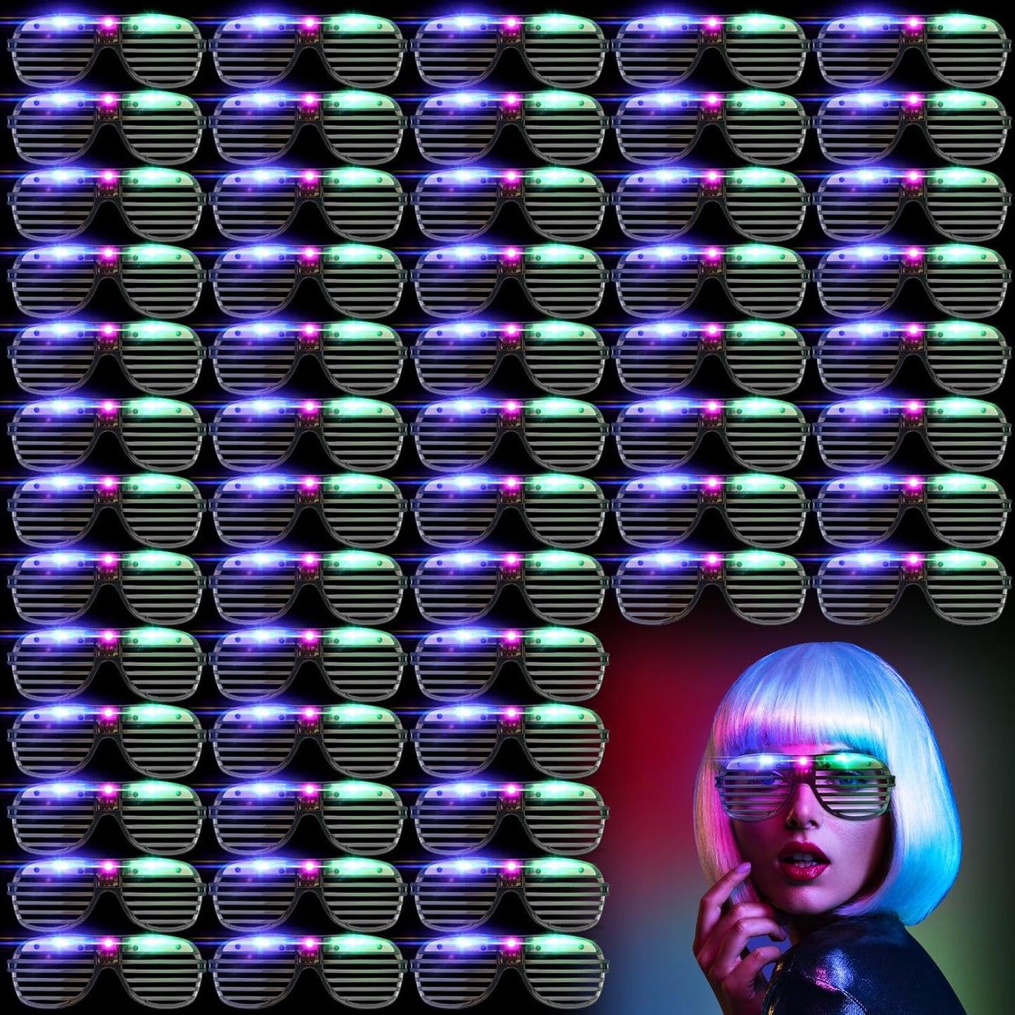 Honoson Halloween 120 LED Glasses Light up Glasses Glow in The Dark Party Supplies Neon Flashing Glow for Halloween