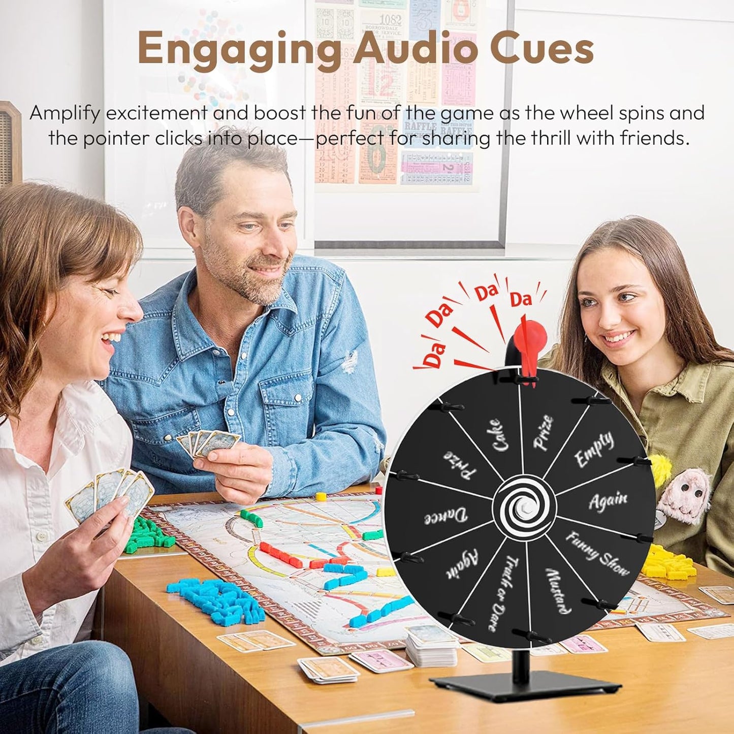 Prize Wheel 12 Inch with Stand - Spinning Wheel Game with Dry-Erase Marker and Eraser, Portable Wheel of Fortune with 10 Slots for Games, Raffles, Classroom & Parties