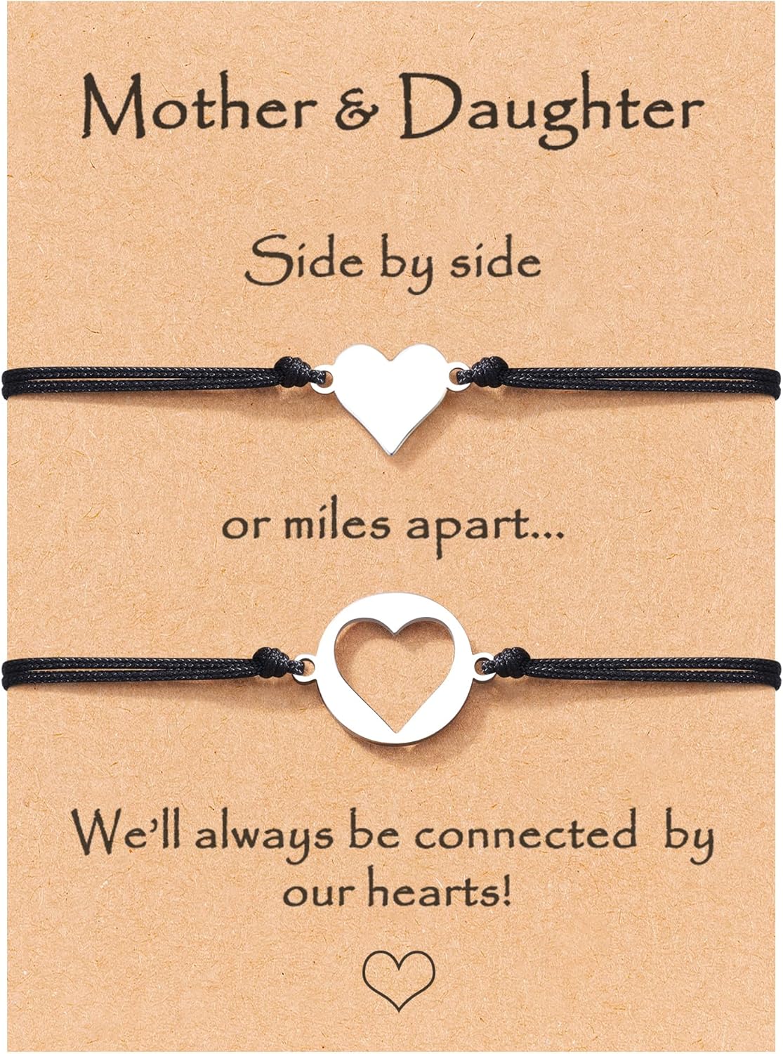 MANVEN Christmas Jewelry Gifts for Mom Daughter, Mother Daugther Bracelets Birthday Gifts for Mom Matching Heart Bracelet