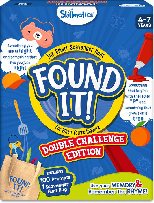 Skillmatics Indoor Scavenger Hunt Card Game - Found It Double Challenge, Learning Toys, Educational, Gifts for Kids, Boys, Girls and Families, for Ages 4, 5, 6, 7, Perfect for Home, School, Playdates