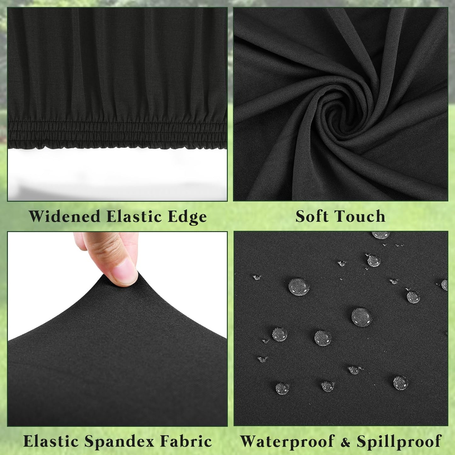 6 Pack Picnic Table Cover Elastic Fitted Tablecloths for 8 Foot Rectangle Tables Waterproof Stretch Washable Patio Folding Outdoor Spandex Table Cloth for Camping Banquet and Parties (Grey,30" x 96")