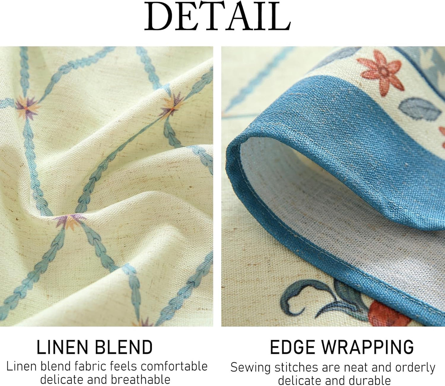 ISAENNE Designer Linen Floral Table Cloth for Rectangle Table,Light Green Farmhouse Durable Tablecloth,Washable Decor Tablecloths for Dining Kitchen Thanksgiving Christmas,55"*79"-Floralsea B