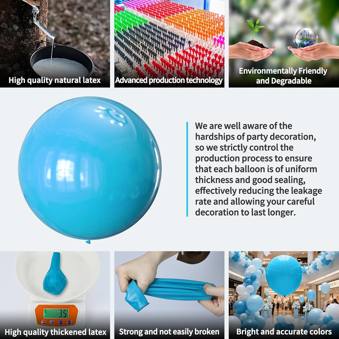 KAWKALSH Light Blue Balloons 9pcs 36 Inch Extra Large Big Jumbo Giant Baby Sky Aqua Blue Balloons for Graduation Baby Shower Gender Reveal Weddings Birthday Party Decorations