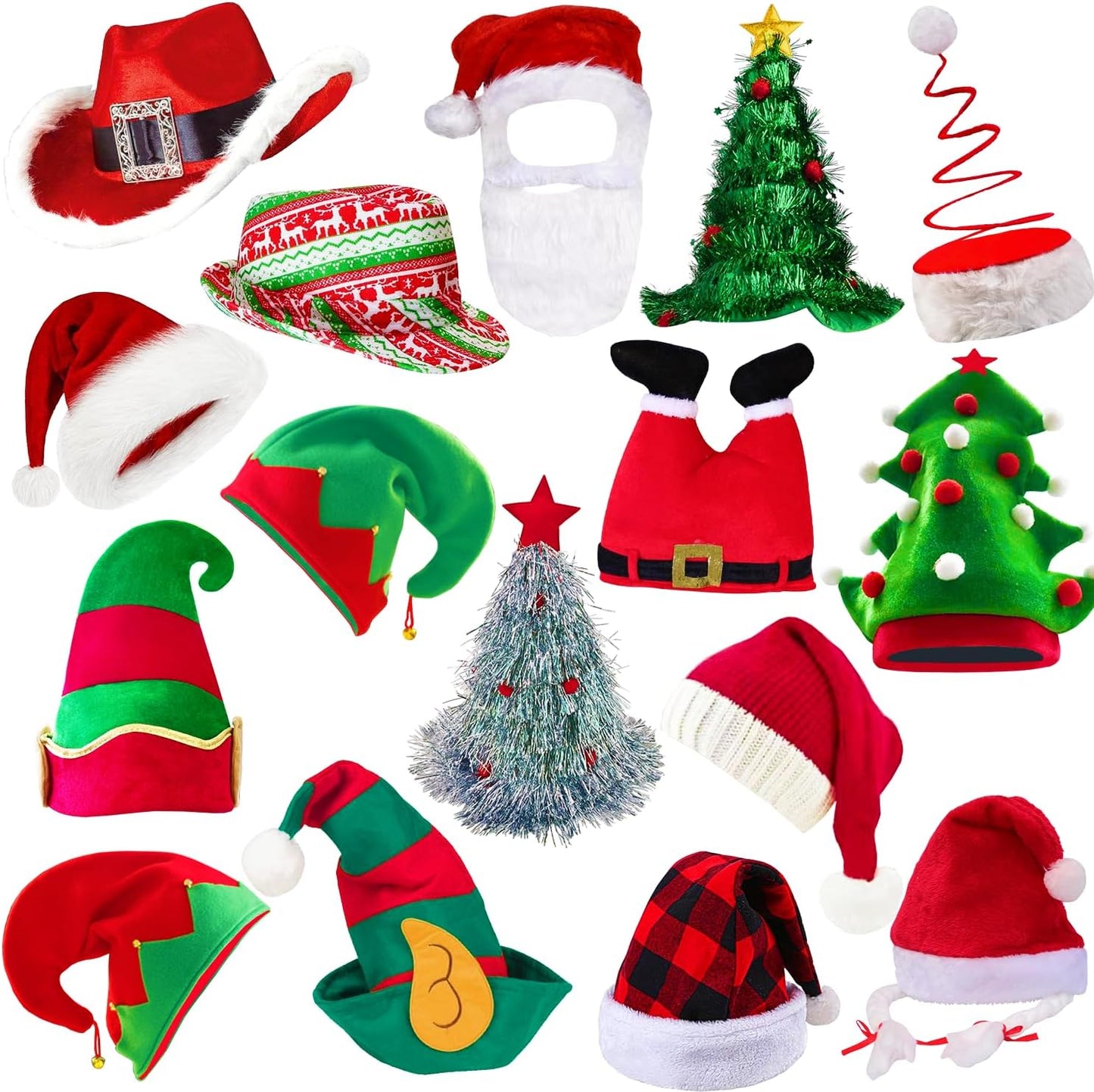 12 Assorted Funny Christmas Hats Santa Elf Hat Christmas Photo Booth Props Costume Hats for Adult Teen