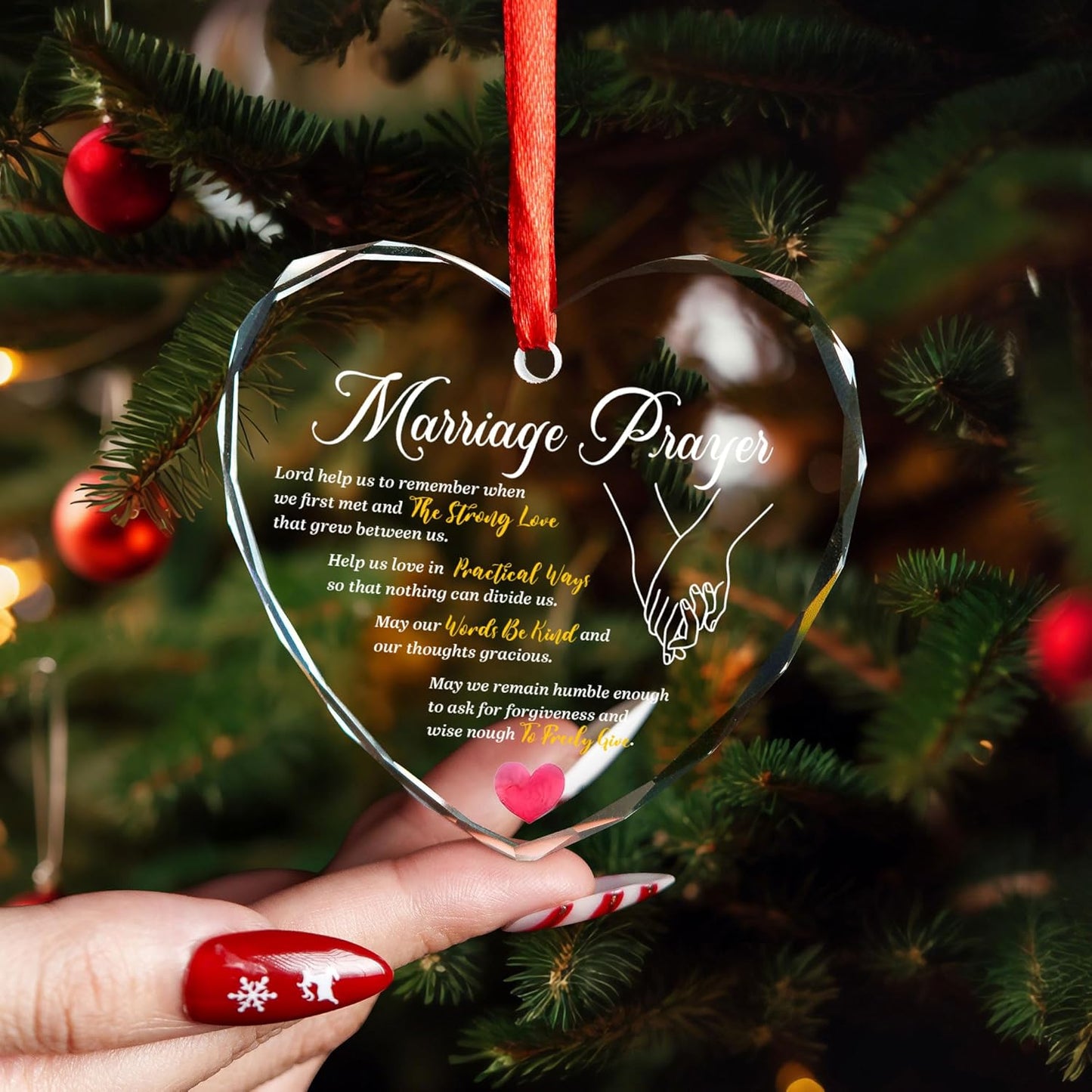 Christian Wedding Gifts for Couple 2025 - Marriage Prayer Religious Wedding Gift for Newlyweds, Married Couples Anniversary, Bride, Groom - Mr & Mrs Decor, Bridal Shower Gift - Glass Ornament (MP4)