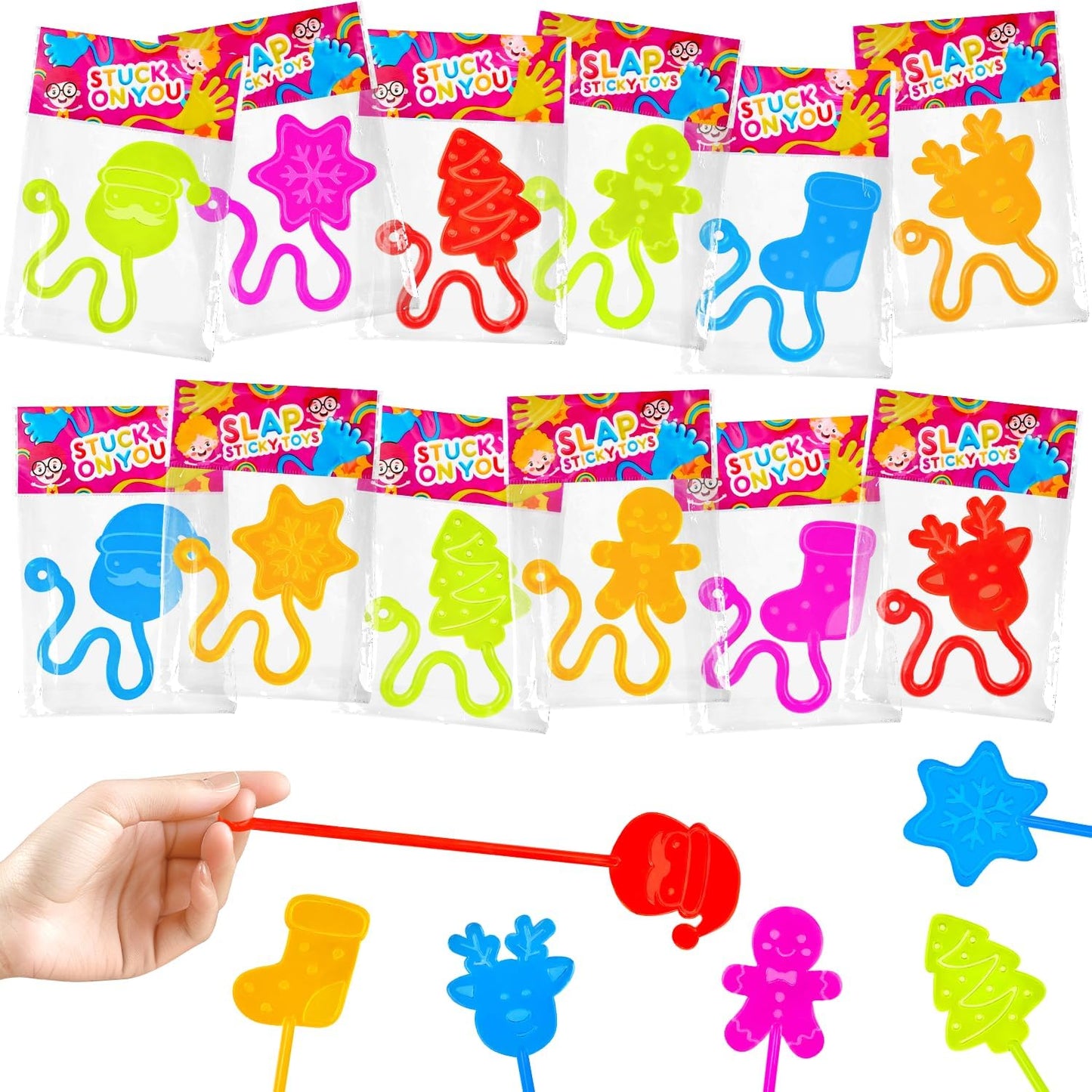 Christmas Stocking Goodie Bag Stuffers for Kids 36 PCS,Holiday Sticky Hands Party Favors Supplies Toys Gifts for Toddlers,Small Non Candy Treat Bag Fillers,Class Games Activities Prizes for Boys Girls