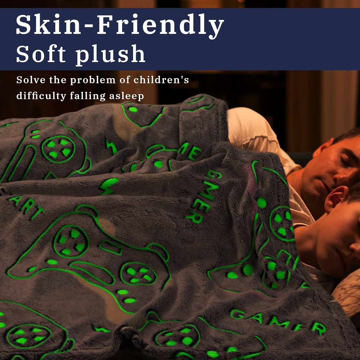 Glow in The Dark Blanket Game Controller Throw Blanket, Gamer Gifts Toys for Kids Boyfriend, Boys Teen Soft Cozy Gaming Blanket Gamer Gifts Game Decor Blankets for Home Bedroom 50"x60"