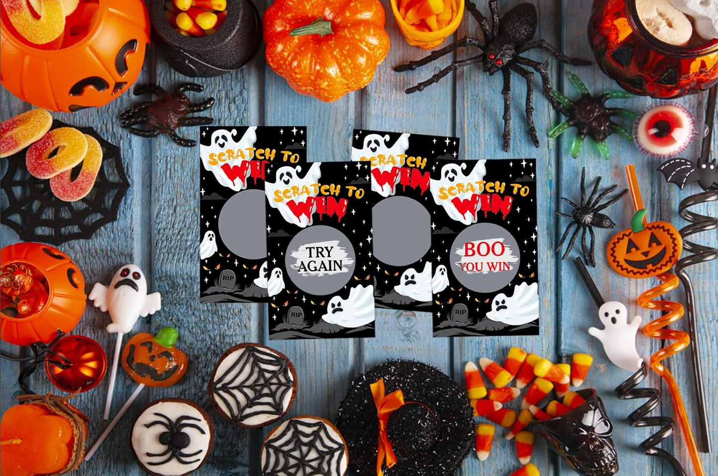 FLYAB Halloween Scratch Off Cards 28PCS Spooky Ghost Party Game Scratch Off Cards Halloween Party Game Scratch Off Cards Halloween Games Activity for Groups Kids Adults Halloween Holiday Game Supplies