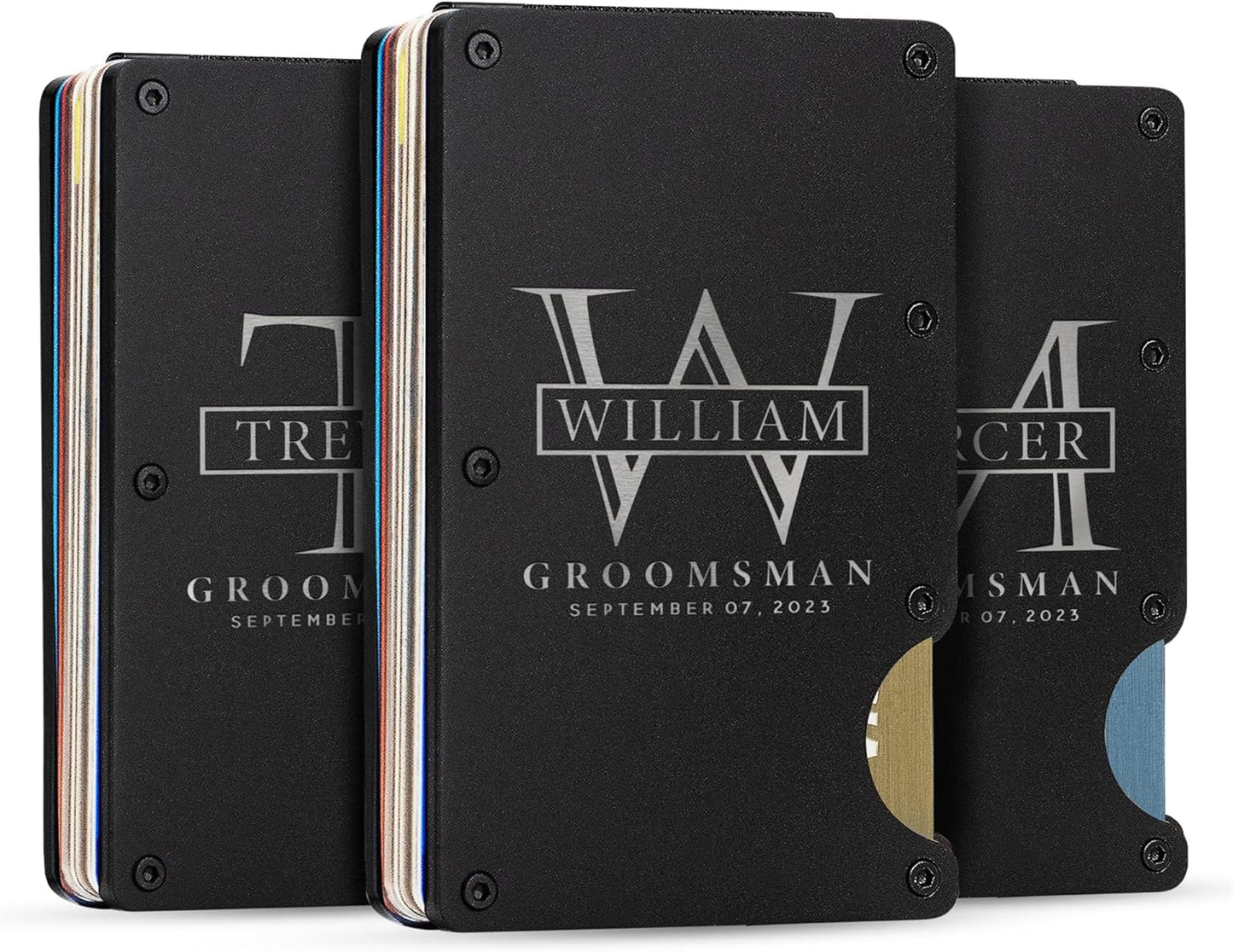 Amazing Items Set of 3, Groomsmen Gifts, Personalized Groomsmen Proposal Gifts, Groomsman Gift for Wedding, Custom Groomsmen Gifts Wallet Set, Groomsman Gifts for Men - D3