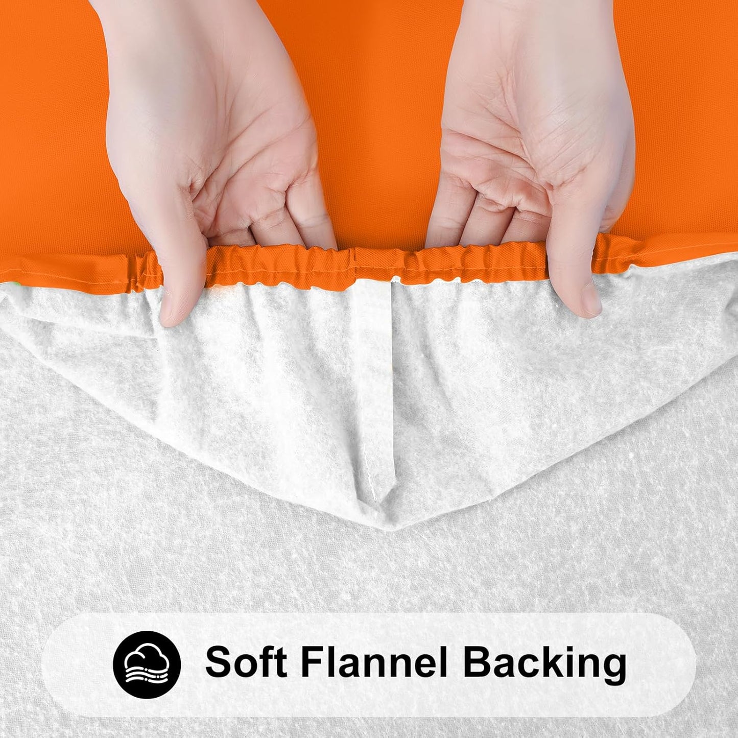 Smiry Rectangle Tablecloth, Elastic Fitted Flannel Backed Vinyl Tablecloths for 6ft Folding Tables, Waterproof Wipeable Table Covers for Indoor, Outdoor, Picnic and Camping (Orange, 30"x72")