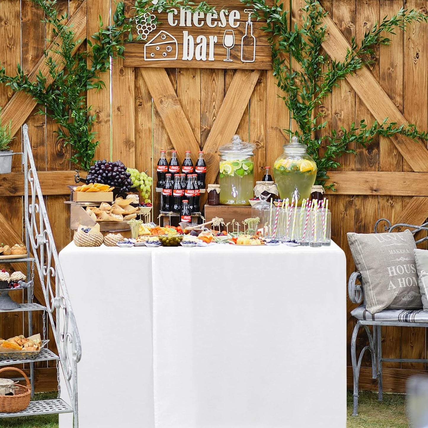 HolidayIdeas 2 Pack Square Fitted Table Covers - 38 x 38 Inch - White Fabric Washable Tablecloth Protectors for Folding Table, Parties, Wedding, Trade Show, Dining