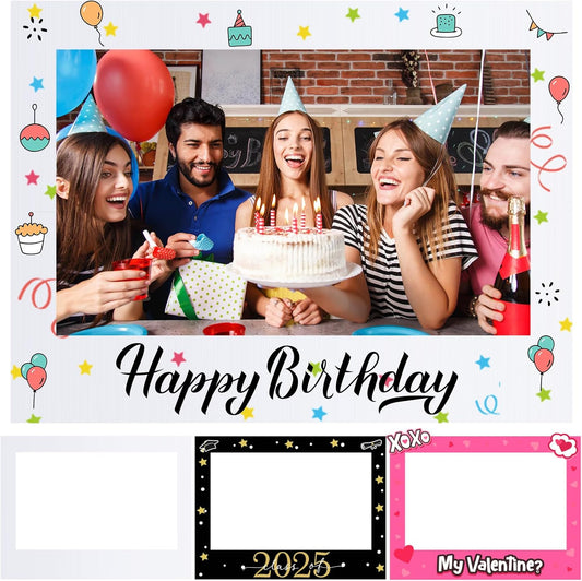 32 x 24 Inch Photo Booth Selfie Frame Prop Booth for Birthday Event Parties Large Blank DIY Cutout Props for Funny Decoration Christmas, Holiday Supplies