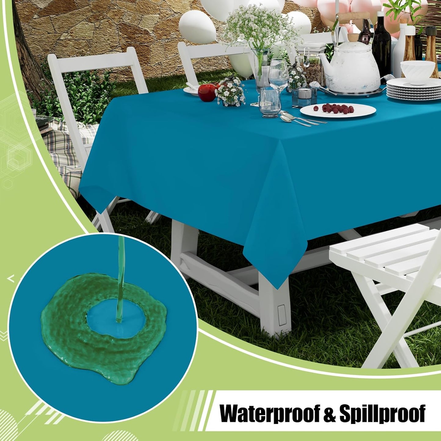 Smiry 54 Inch x 300 Feet Disposable Table Cover Roll, Aqua Plastic Table Cloth in Cut-to-Size Box with Slide Cutter, Waterproof Rectangle Tablecloths for Weddings, Banquets, Outdoor