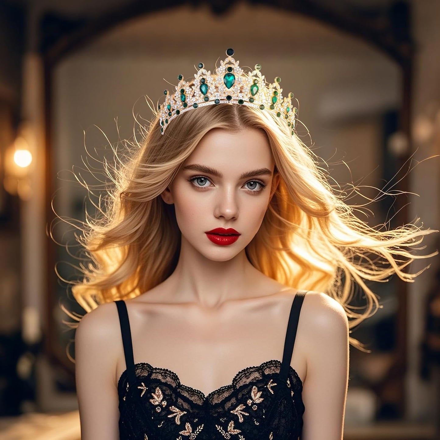 Kamirola Tiaras and Crowns for Women,Tiaras Earrings Necklace, Crystal Bridal Jewelry Set, Costume Party Halloween Prom Pageant Jewelry for Women(TR45)