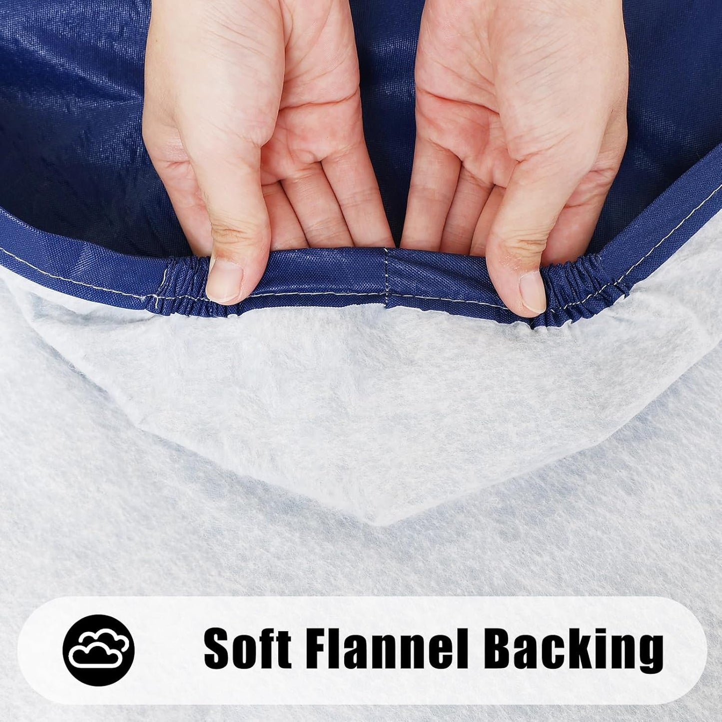 Smiry Rectangle Tablecloth, Elastic Fitted Flannel Backed Vinyl Tablecloths for 5ft Folding Tables, Waterproof Wipeable Table Covers for Indoor, Outdoor, Picnic and Camping (Navy, 36"x60")