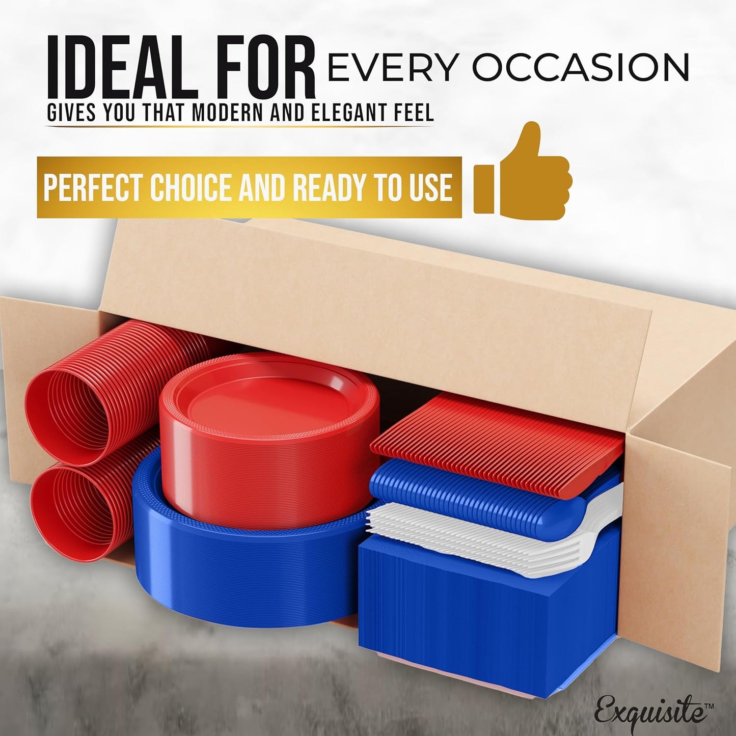 350 Pcs Patriotic Plastic Plates For Party, Patriotic Disposable Plates Set, 50 Of Each 9" Dinner Plate Set, 7" Dessert Plate, Cups, Napkins & Cutlery Plastic Dinnerware Exquisite