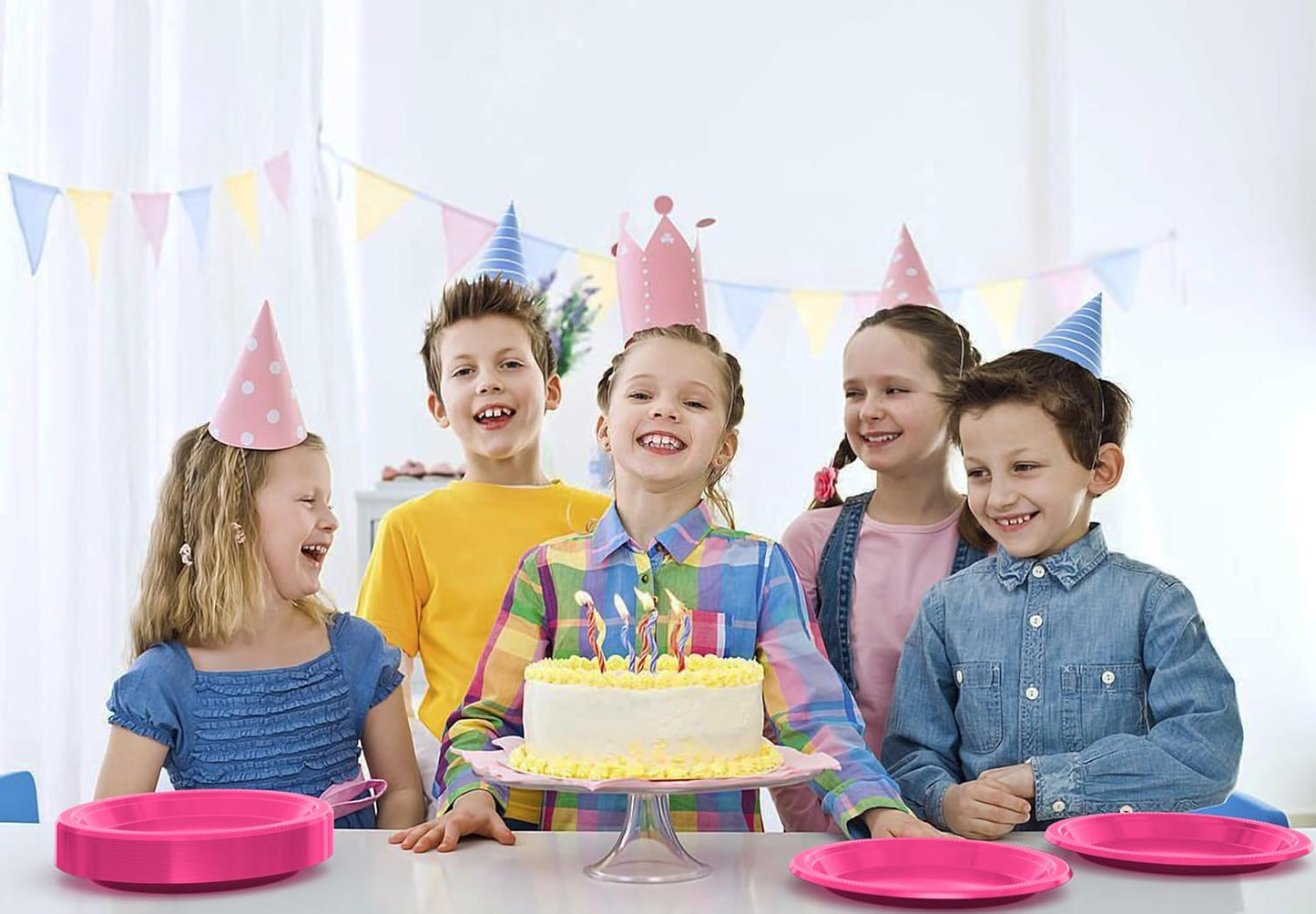 Exquisite Party Solids Cerise Plastic Plates For Party 9" Cerise Disposable Plates Heavy Duty 100 Pcs Plastic Dinnerware Sets Heavy Duty 350 GSM Disposable Dinnerware Set