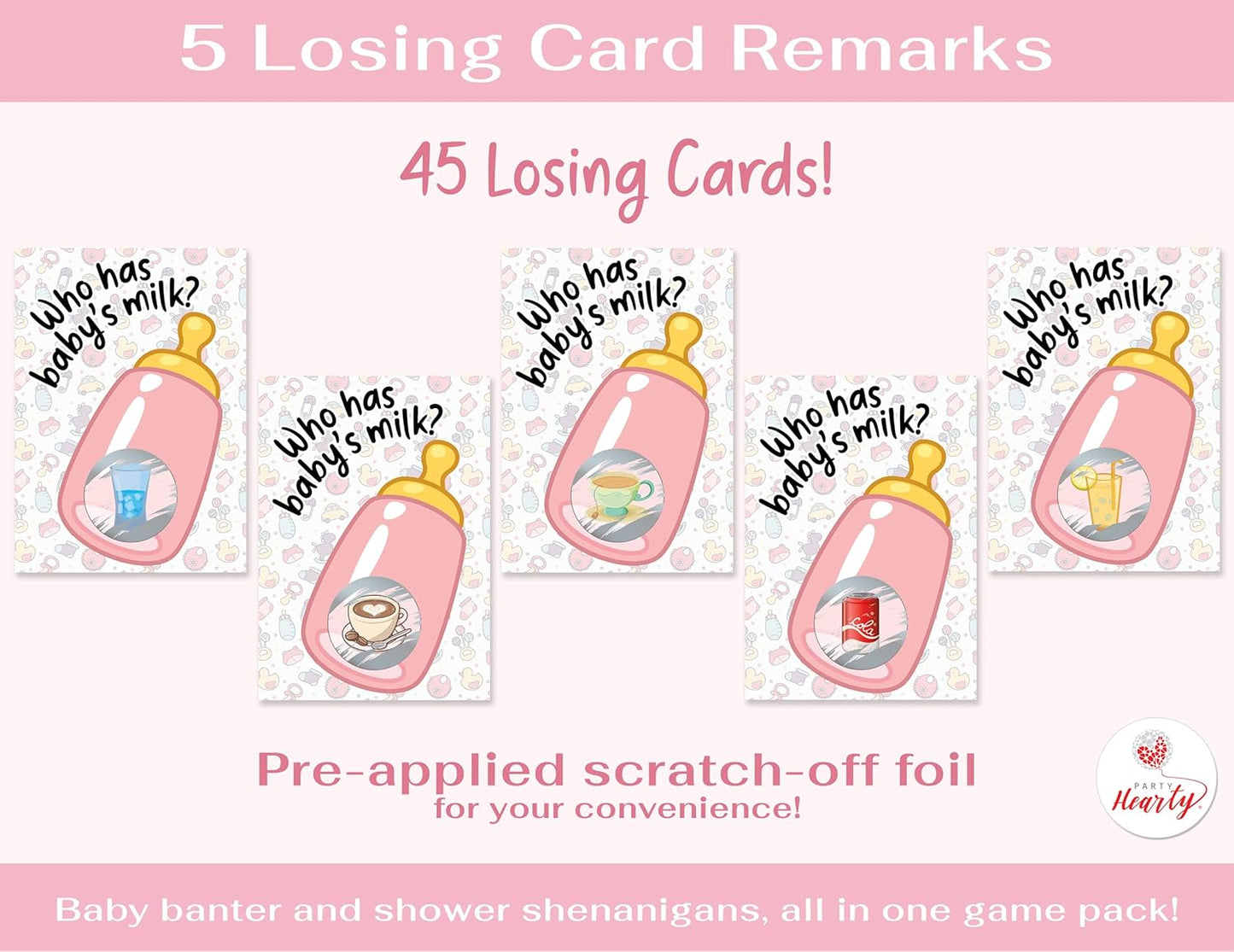 Party Hearty Baby Shower Games for Girl, 40 Emoji Scratch Off Lottery Tickets, Baby Games Ideas, Scratch Off Game, Pink