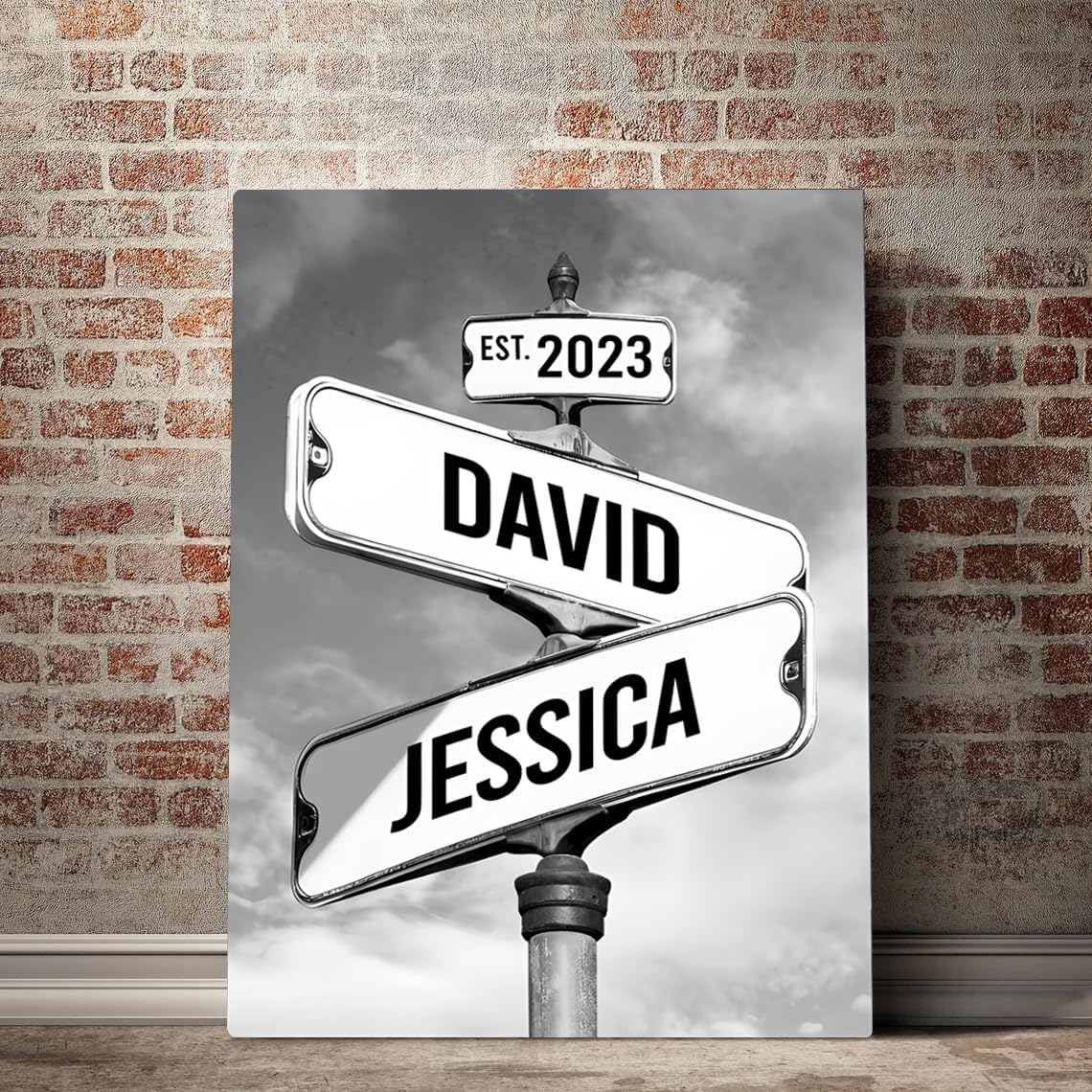 Personalized Vintage Street Sign For Couples Canvas, Best Gift For Сouple, Christmas Gifts for Her Him, Valentines Day Gift for Girlfriend Boyfriend, Wedding Anniversary Street Art Canvas Or Poster