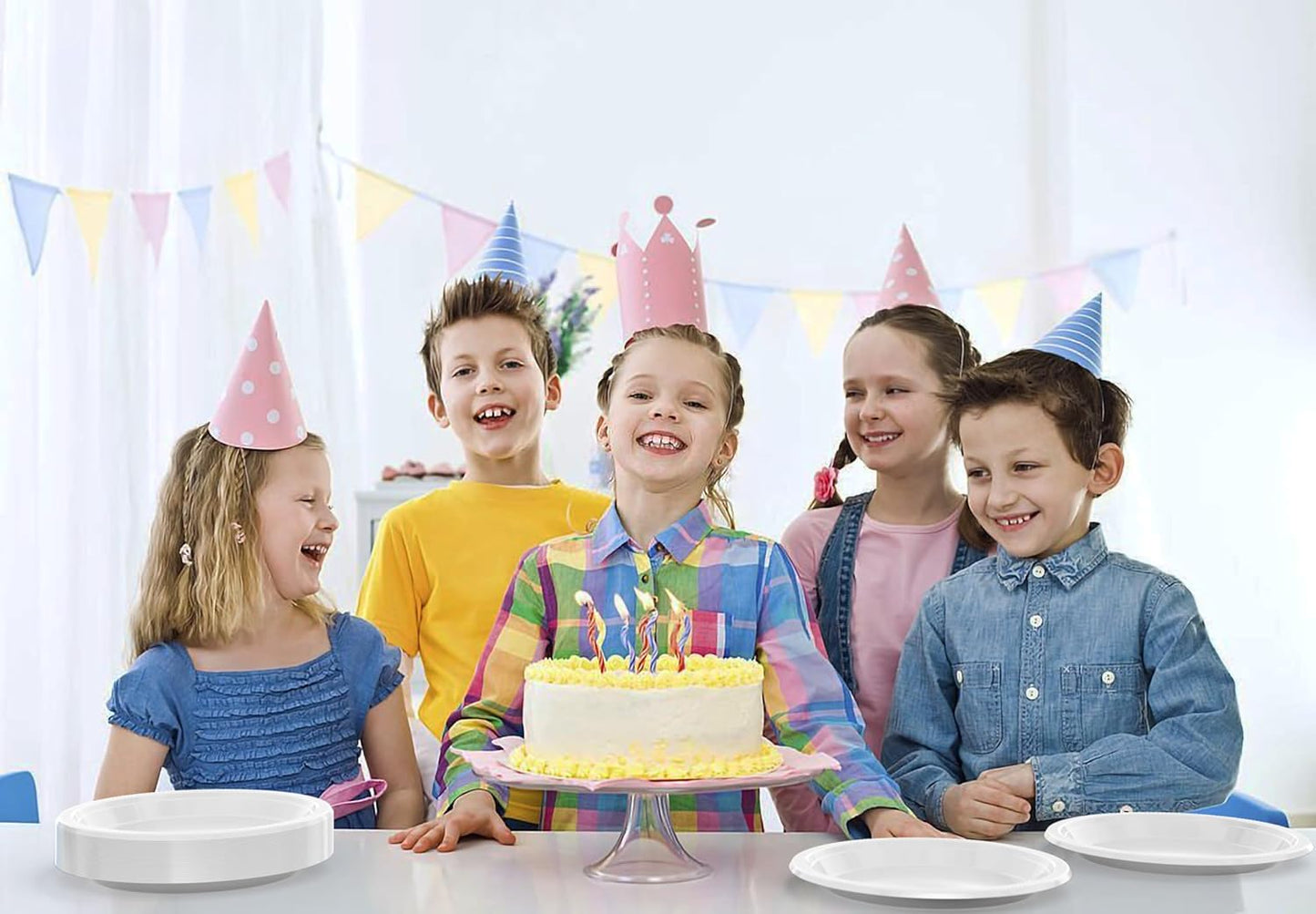 Exquisite Party Solids White Plastic Plates For Party 10" White Disposable Plates Heavy Duty 100 Pcs Plastic Dinnerware Sets Heavy Duty 350 GSM Disposable Dinnerware Set